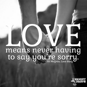 Love means never having to say you’re sorry.” ~ Ali McGraw, Love ...
