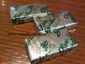 Olive Garden Chocolate and Mint Candy