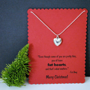 ... Perfect Christmas Necklace with Fat Amy Fat Heart Quote and Heart
