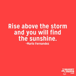 Rise above the storm and you will find the sunshine.” ~Mario ...