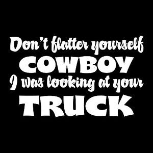 Details about FUNNY DONT FLATTER YOURSELF COWBOY VINYL DECAL STICKER ...