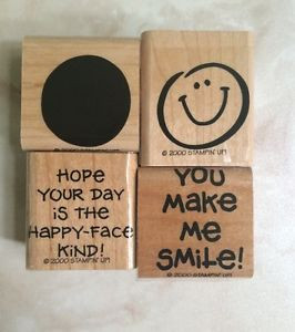 ... Set Of 4 - Stampin Up! Smiley Face & Sayings 