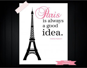 ChristmasInJuly Sale Audrey Hepburn quote: Paris PDF Digital Download ...