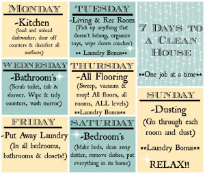 Days to a Clean House . Please feel free to print this calendar I ...