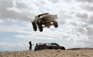 Watch BJ Baldwin jump a Nissan GT-R in his Monster trophy truck