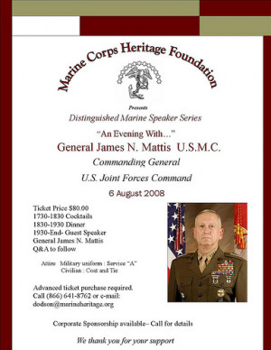 the Washington, DC area August 6 and would like to meet General Mattis ...