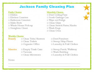 Chores chart for the whole family