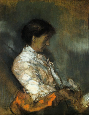 Portrait Of Madame Redon Embroidering - Odilon Redon - WikiPaintings ...