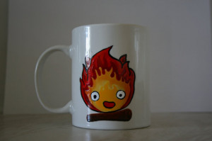 CALCIFER MUG with QUOTE. hand painted