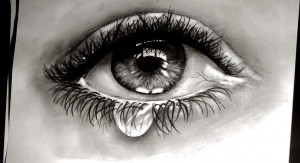 sad crying brown eyes