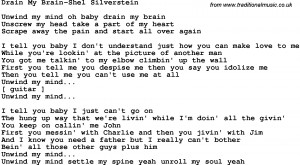 Download, Drain My Brain-Shel Silverstein lyrics as PDF file (For ...