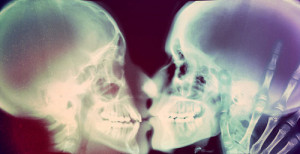 kiss, skeleton, skeletons, touch, xray