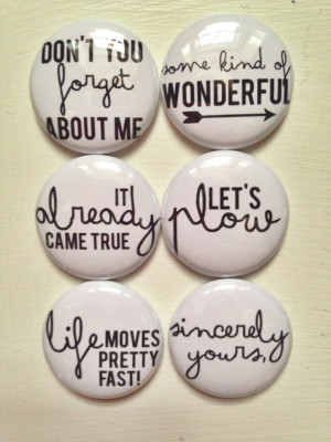 Set of 6 80's Movie Quotes Scrapbooking Flat Back Craft Badges