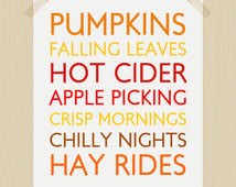 Fall Delights Digital Print Pumpkins Hot Cider Hay Rides Printable 8 x ...