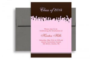 2015 Pink Brown Senior Graduation Party Invitation 5x7 in. Vertical