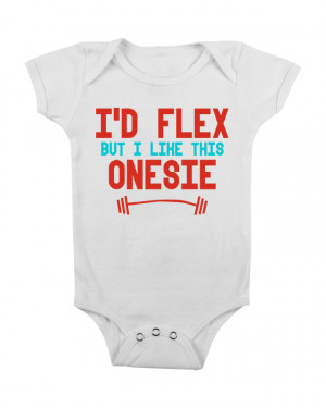 FUNNY BABY ONESIE 'I'D FLEX' [WHITE] CUTE BABY STUFF BABY CLOTHES ...