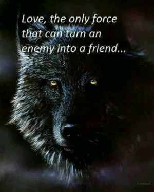 Love the only force that can turn an enemy into a friend. Wolf