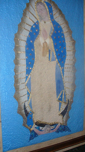 Quilt hanging in St. Sebastian's Church Akron, OH