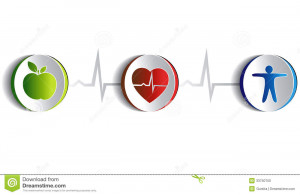 Healthy lifestyle, healthy heart signs. Healthy food and fitness leads ...