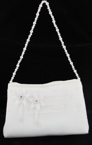 Organza Flower First Communion Purse - White