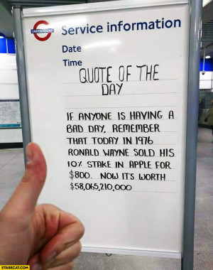 Quote of the day underground remember that today in 1976 Ronald Wayne ...