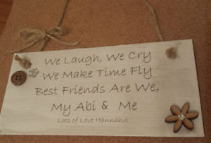 ... SHABBY CHIC FRIENDSHIP FRIENDS PLAQUE GIFT 'WE LAUGH WE CRY' QUOTE