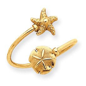 14k Gold - Sand Dollar & Starfish Toe Ring (JC-801) found on Etsy.com ...
