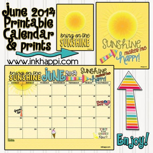 June 2014 calendar from inkhappi.com along with some 