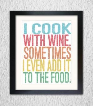 cook+with+wine++Wall+art++Inspirational+quote+by+DotsNoMore,+$7.00