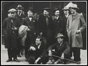 Ezra Pound with Tristan Tzara, Man Ray, Jean Cocteau, and others.