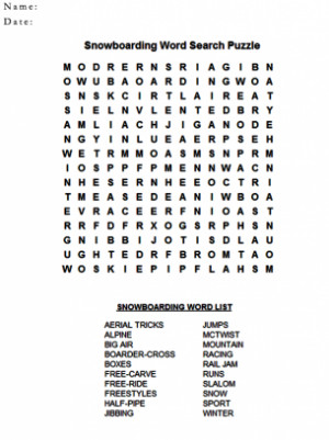 Snow Word Search Puzzles