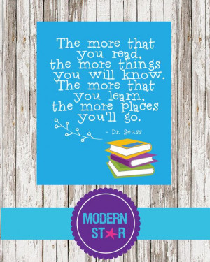 Dr Seuss Quote - The more you read - 8x10 digital printable - INSTANT ...