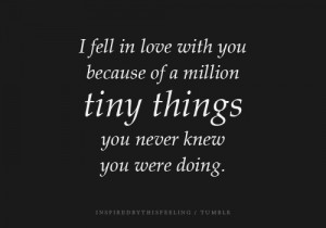 fell in love with you because of a million timy things, you never ...