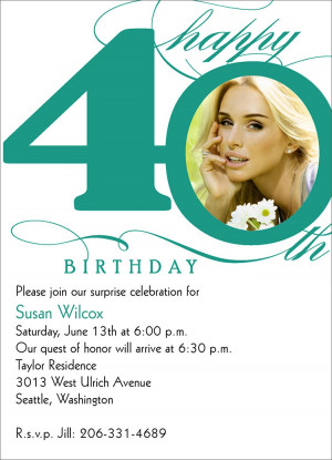 ... Invites/Announcements > Birthday Invitations > 40th Milestone Birthday
