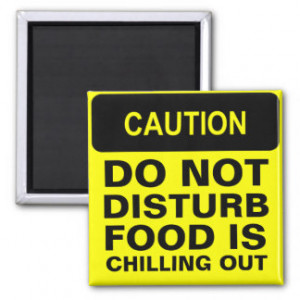 Funny Caution Sign Food Quote Chilling Out Fridge Magnet