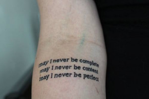 Black Ink Quote Tattoo On Right Arm