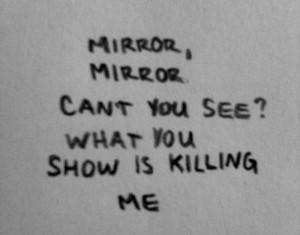 and White sad suicide skinny kill dream fat mirror self harm self hate ...