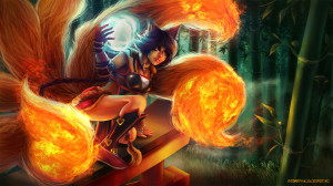 firefox ahri skin art league of legends game girl hd wallpaper ...
