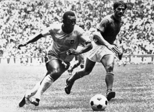 Pelé in full flight during the 1970 World Cup final against Italy ...