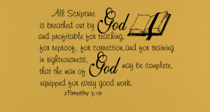 Timothy 3:16 All Scripture... Religious Wall Decal Quotes
