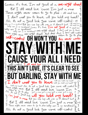 Stay With Me Lyrics Stay with me - sam smith