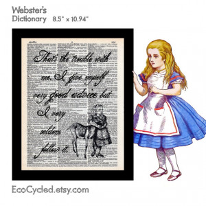 Alice in Wonderland Quote on Advice with Deer on Vintage Upcycled ...