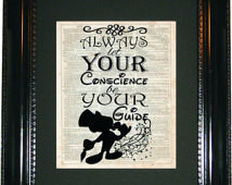 Jiminy Cricket quote, Dictionary Ar t Print, Vintage Dictionary ...