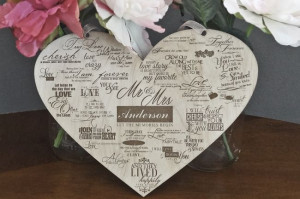 Merce - Love Quotes Mr and Mrs Personalized Wood Heart Wedding Sign ...