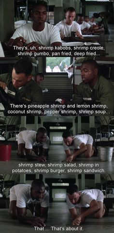 ... gump shrimp, forrest gump funny, forrest gump and bubba, forrest gump