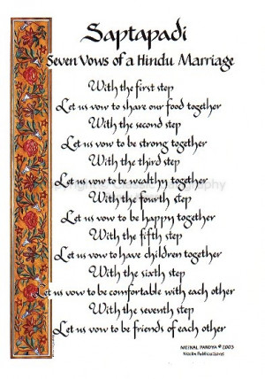 Image of calligraphy P11-70 Saptapdi: Seven Vows of a Hindu Marriage