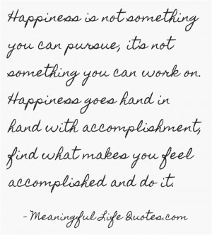 Happiness is not something you can pursue, it’s not something you ...