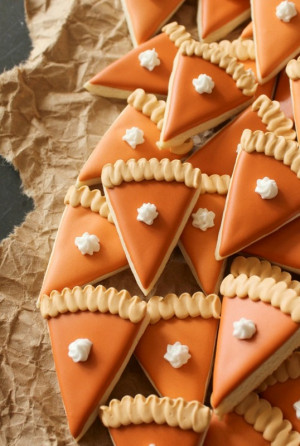 Mini pumpkin pie slice cookies . Easy to make, delicious to eat!