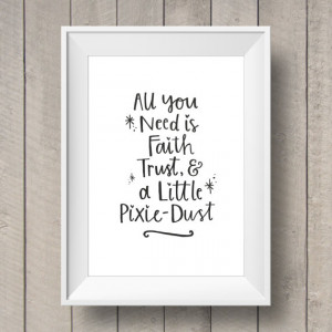 ... - Disney Quote - Nursery Artwork - Hand Lettering - Peter Pan Quote