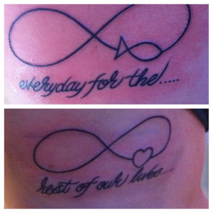 Couples tattoo. Love. Couple. Tattoo. Us. Forever. Mark